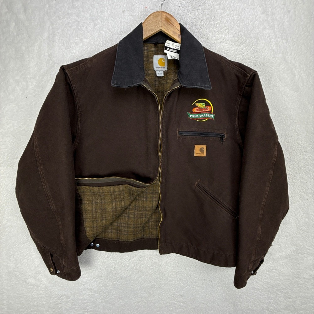 Carhartt Detroit Jacket Blanket Lined Mens Large J97 DKB Dark Brown NWT Dekalb
